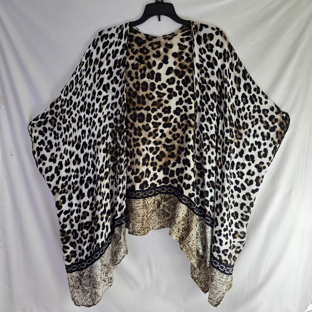 Chico's Women OneSize No Tags Leopard Print Kimono Open Ruana Wrap Shawl - Picture 2 of 5